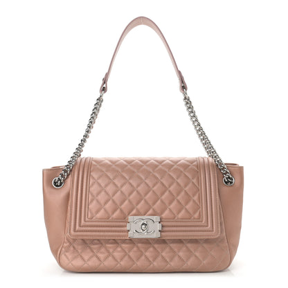 Chanel Metallic Lambskin Quilted Accordion Boy Flap Pink 1 of 10