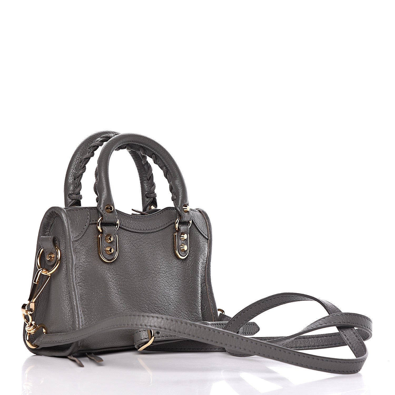 Balenciaga Chevre Gold Metallic Edge Hardware Nano City Gris Acier 3 of 10