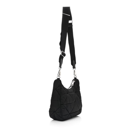 Prada Re-Nylon Triangle Padded Patchwork Shoulder Bag Black 3 of 12
