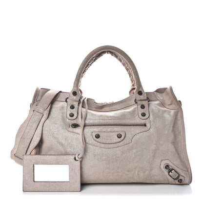 Balenciaga Metallic Craquele Calfskin Classic Hardware City Bois de Rose 1 of 33