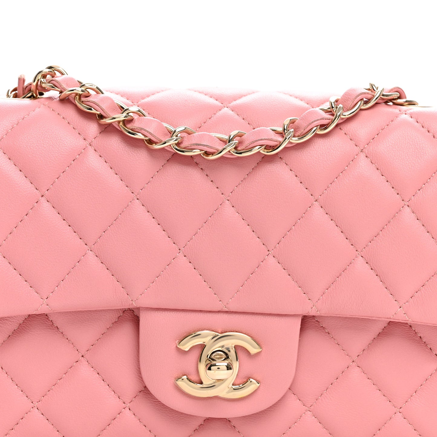 Lambskin Quilted Mini Rectangular Flap Pink