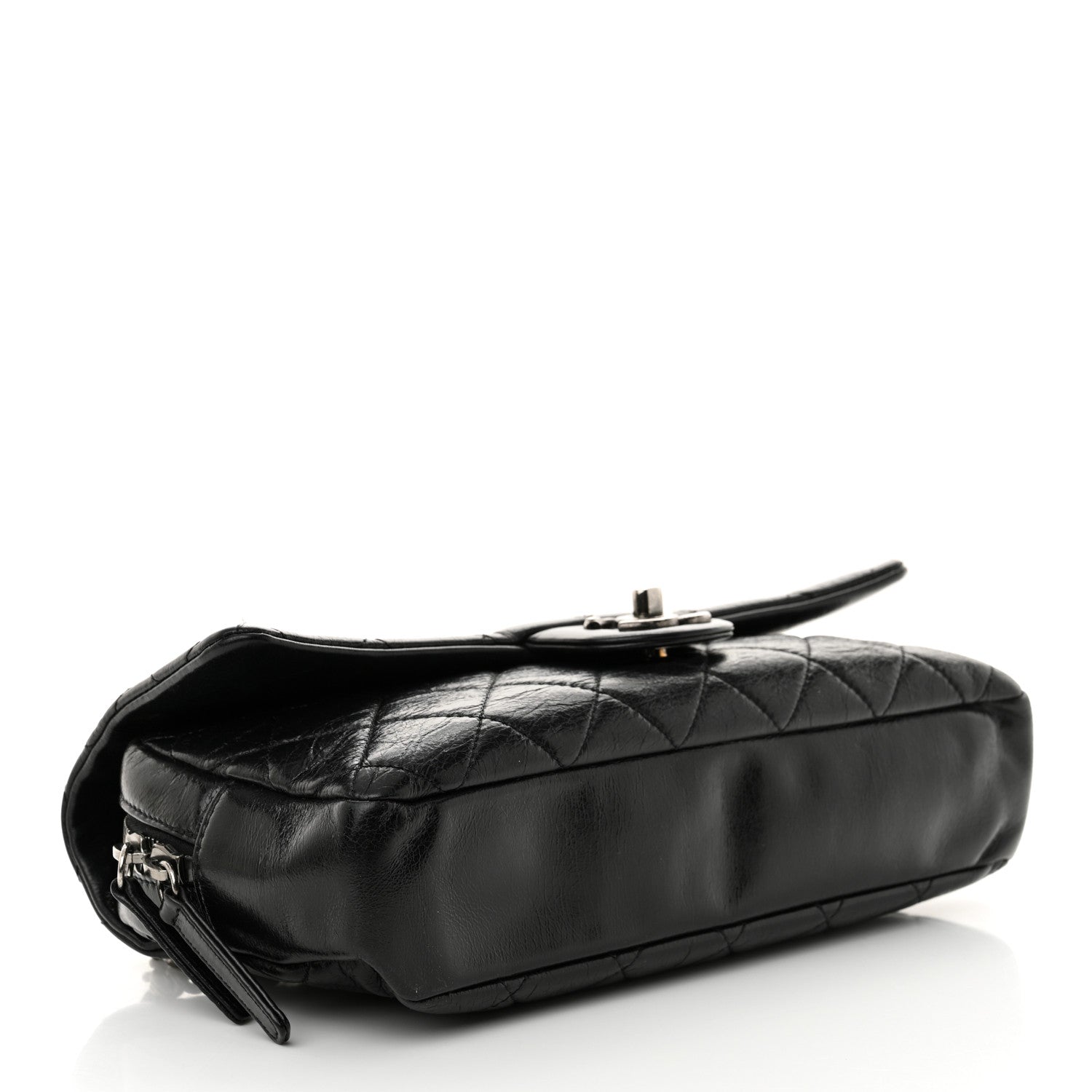 Chanel Glazed Calfskin Quilted Medium Duo Color Flap Black 4 of 11