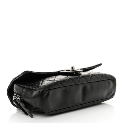 Chanel Glazed Calfskin Quilted Medium Duo Color Flap Black 4 of 11