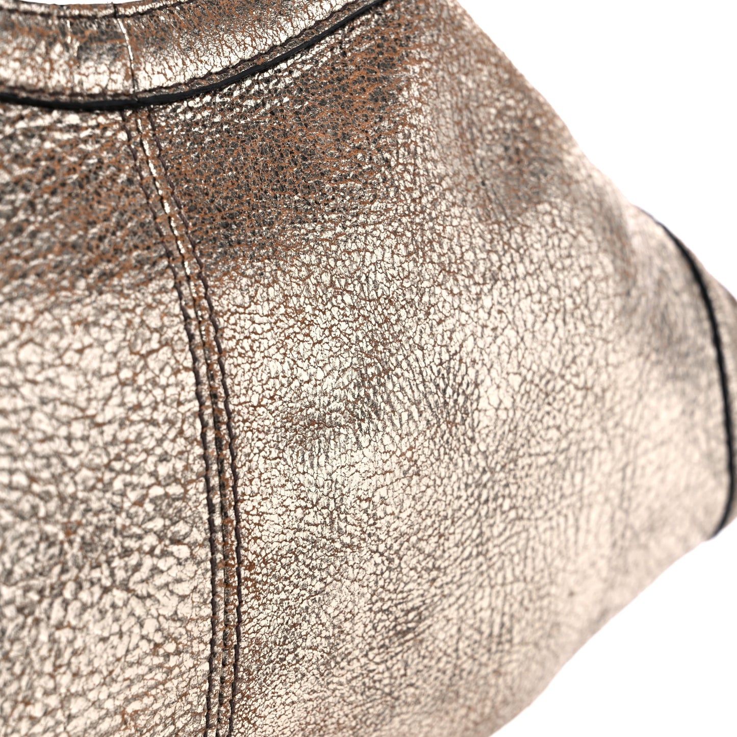 Metallic Crackled Lambskin De Manta Clutch Gold