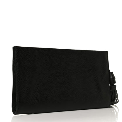 Gucci Pebbled Calfskin Broadway Bamboo Tassel Clutch Black 3 of 11