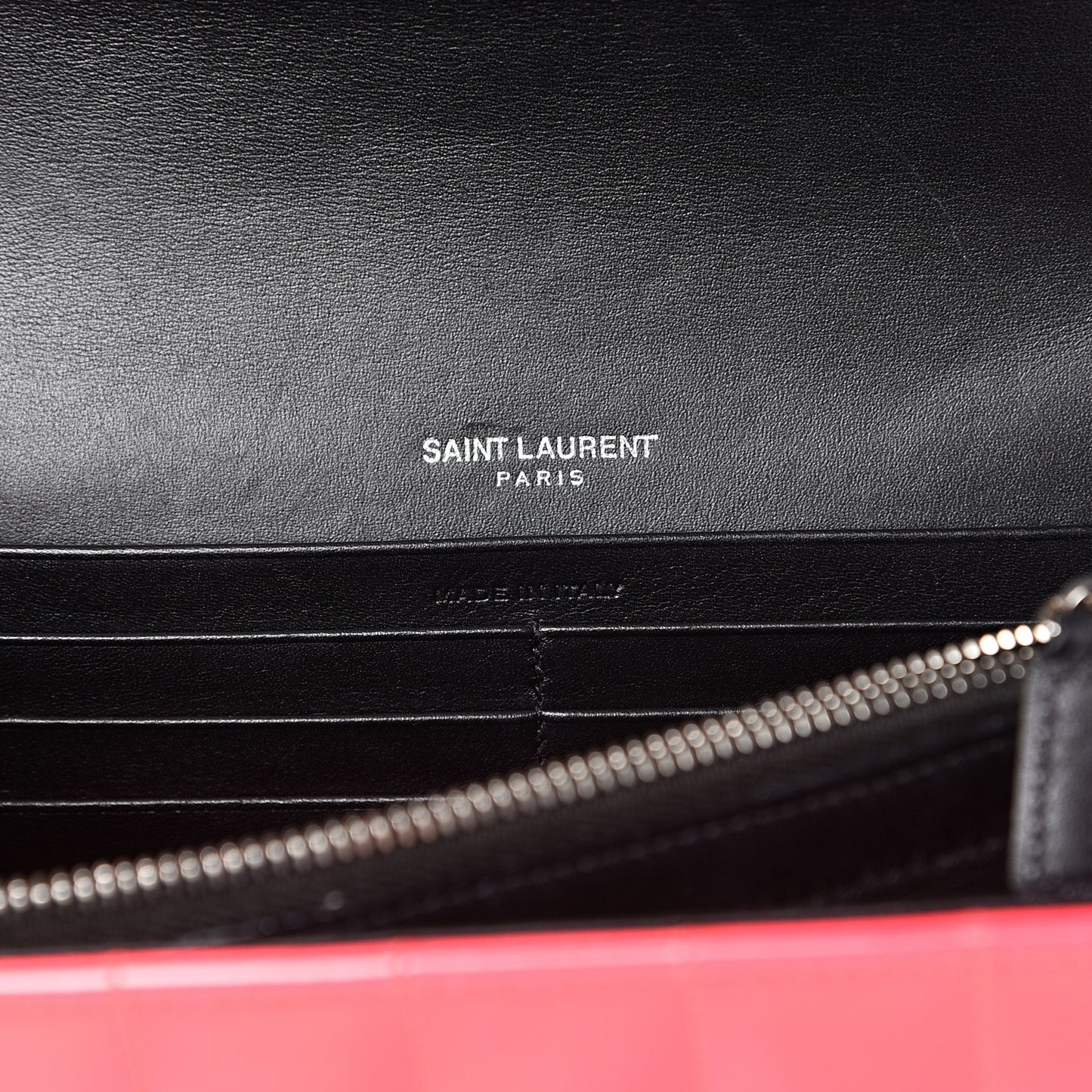 Patent Calfskin Matelasse Monogram Vicky Chain Wallet Neon Pink