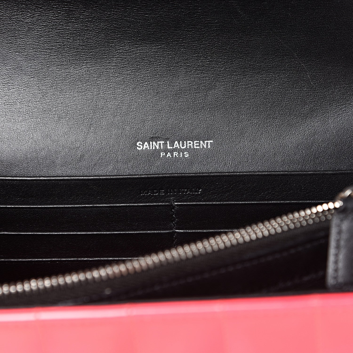 Saint Laurent Patent Calfskin Matelasse Monogram Vicky Chain Wallet Neon Pink 5 of 11