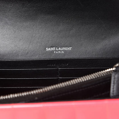 Saint Laurent Patent Calfskin Matelasse Monogram Vicky Chain Wallet Neon Pink 5 of 11