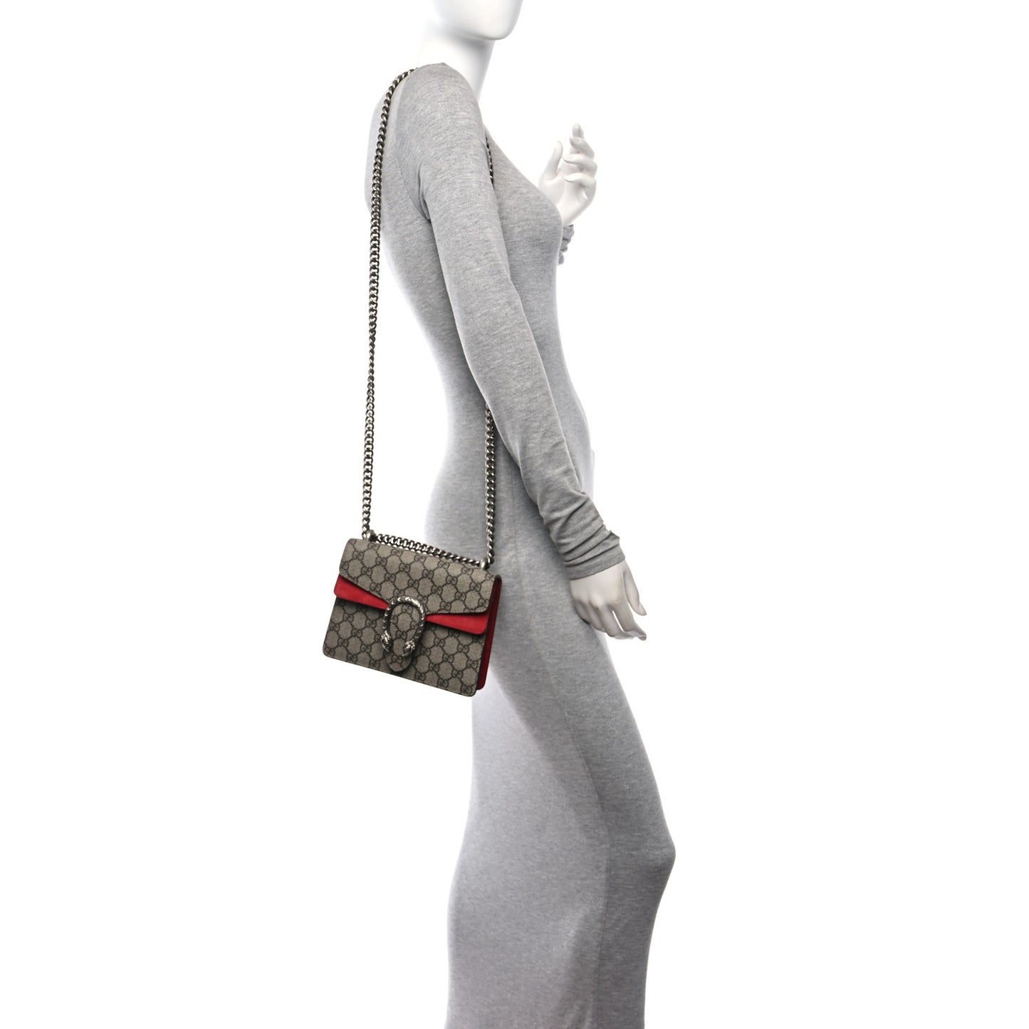 GG Supreme Monogram Mini Dionysus Shoulder Bag Hibiscus Red