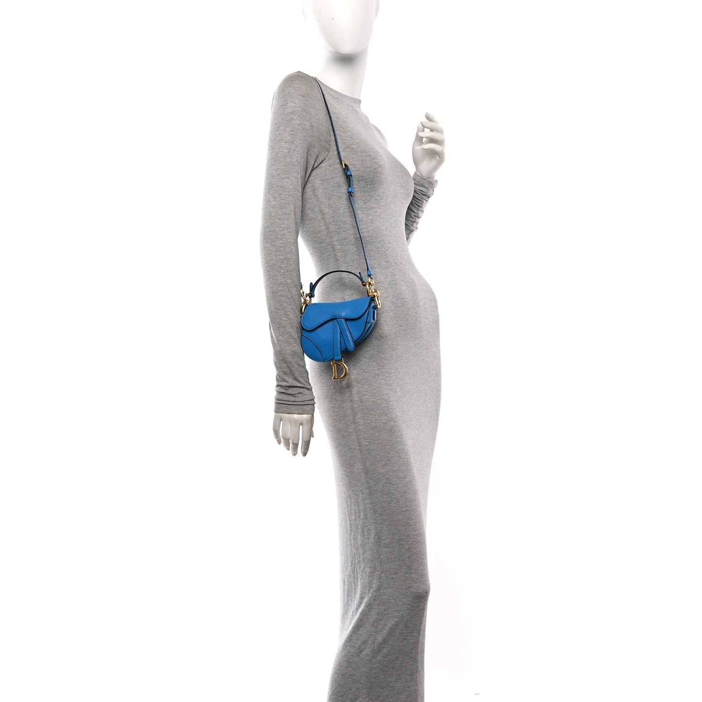 Goatskin Micro Saddle Bag With Strap Blue