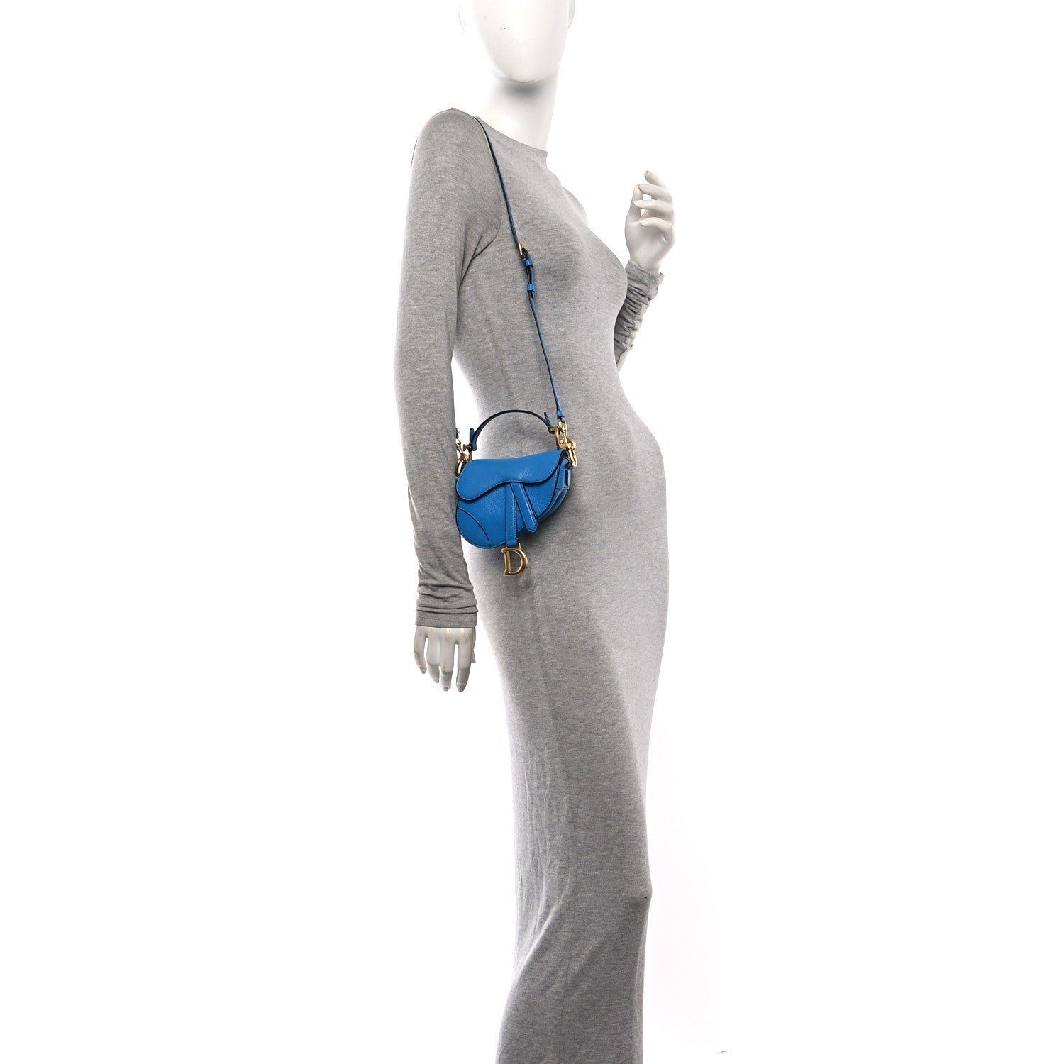 Christian Dior Goatskin Micro Saddle Bag With Strap Blue 2 of 10