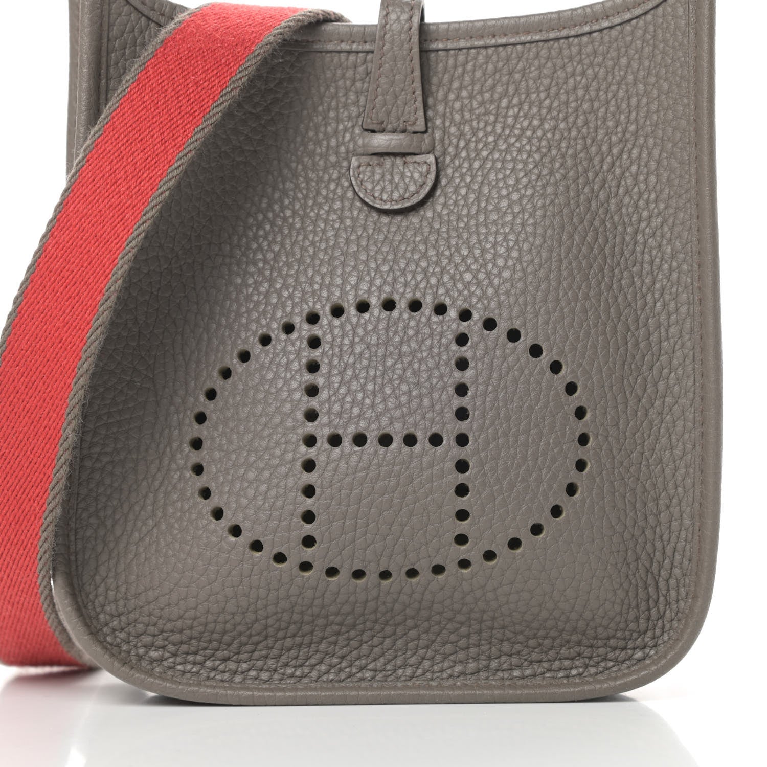 Hermes Taurillon Clemence Amazone Evelyne TPM Etain Rouge Casaque 8 of 11