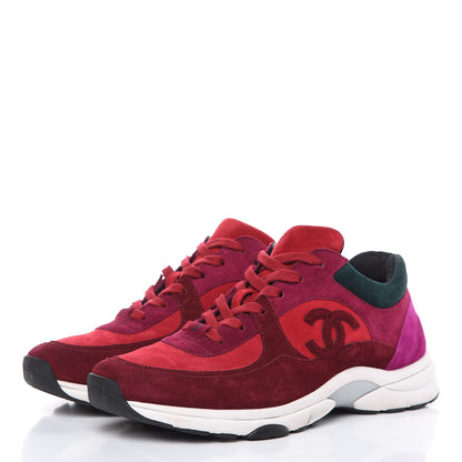 Chanel Suede Calfskin CC Sneakers 42 Burgundy Red 4 of 12