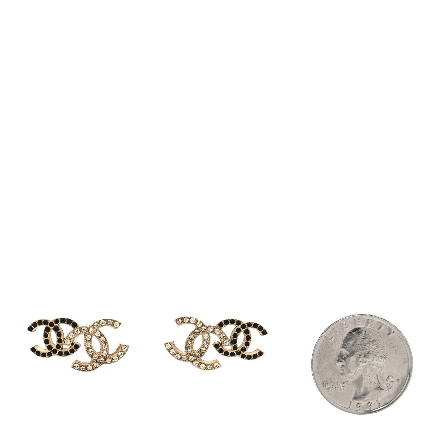 Crystal Double CC Earrings Gold Black