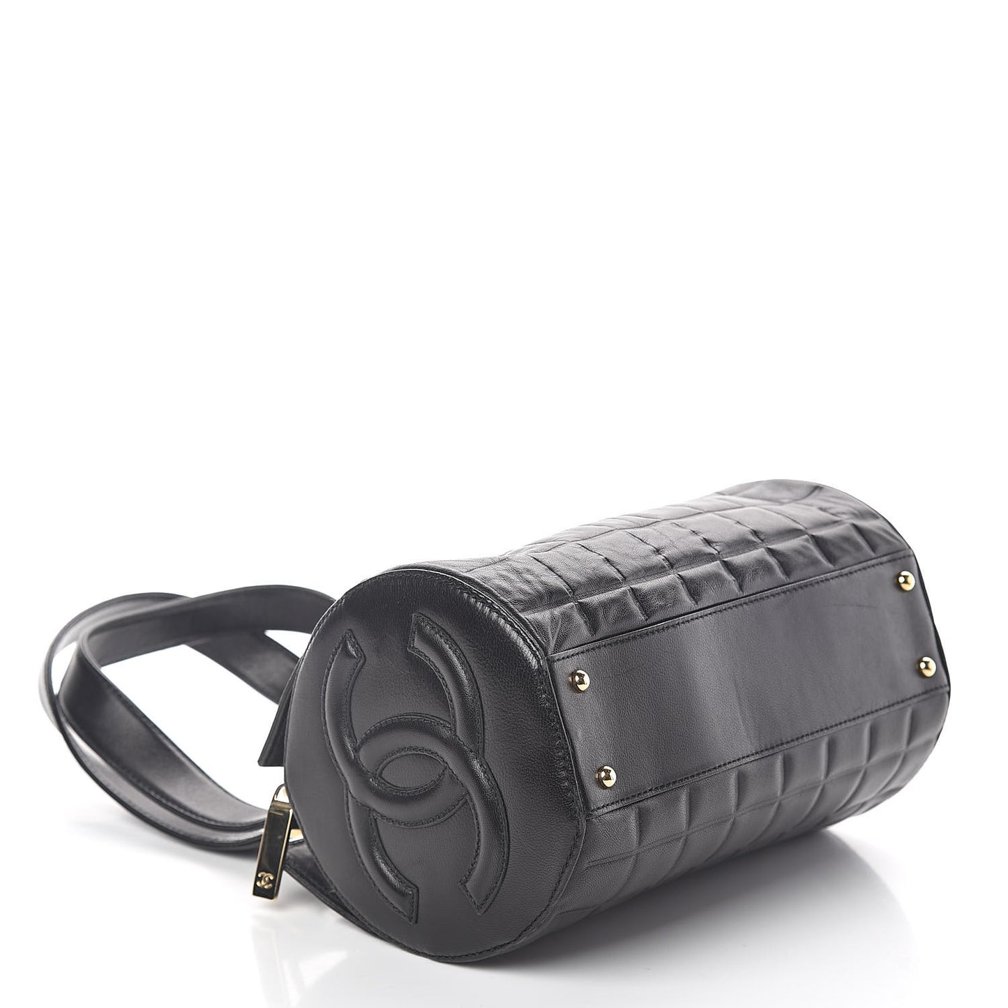 Lambskin Chocolate Bar Quilted CC Shoulder Bag Black