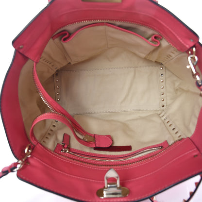 Valentino Garavani Vitello Rockstud Double Handle Tote Deep Rose 5 of 9