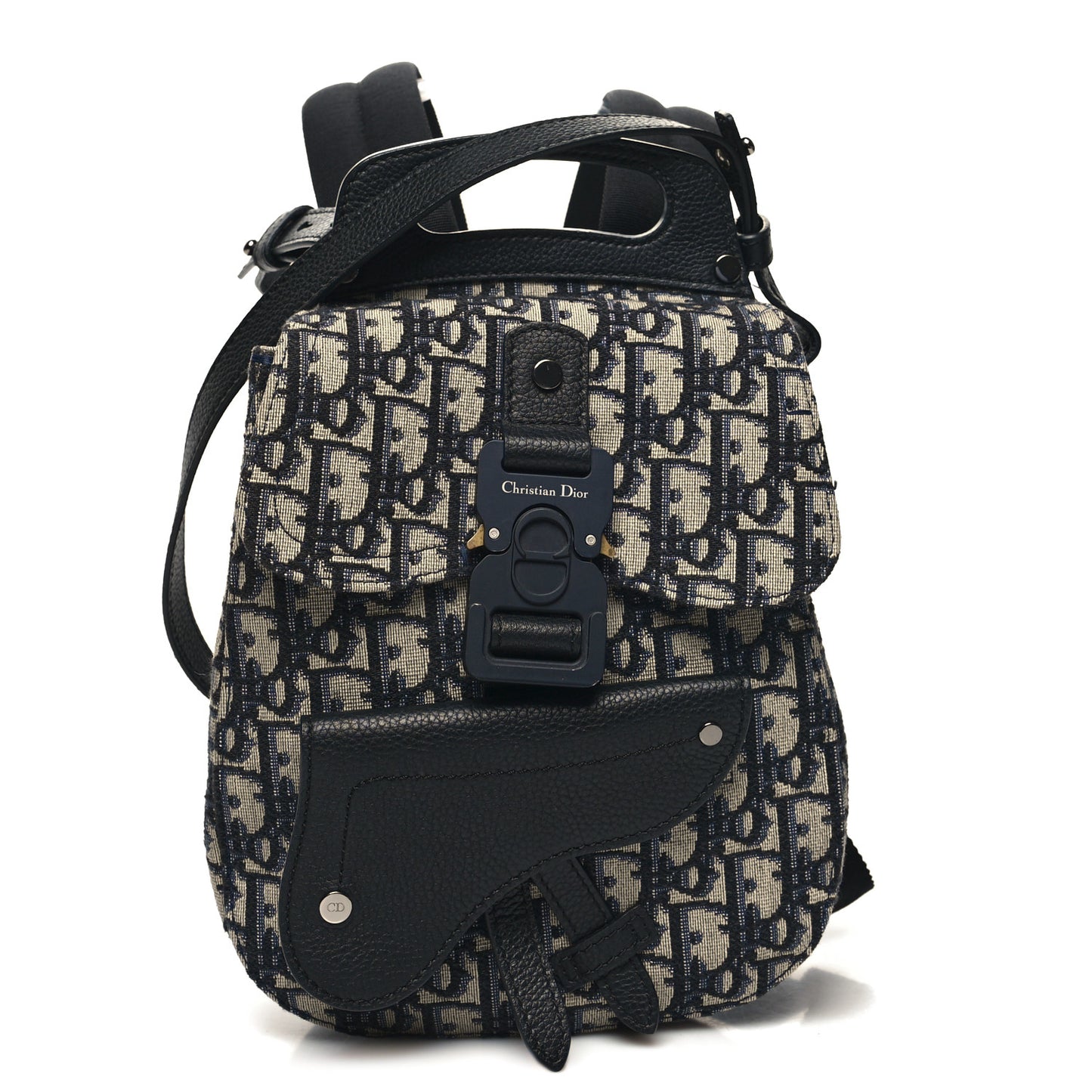 HOMME Oblique Calfskin Mens Mini Saddle Backpack Navy Blue