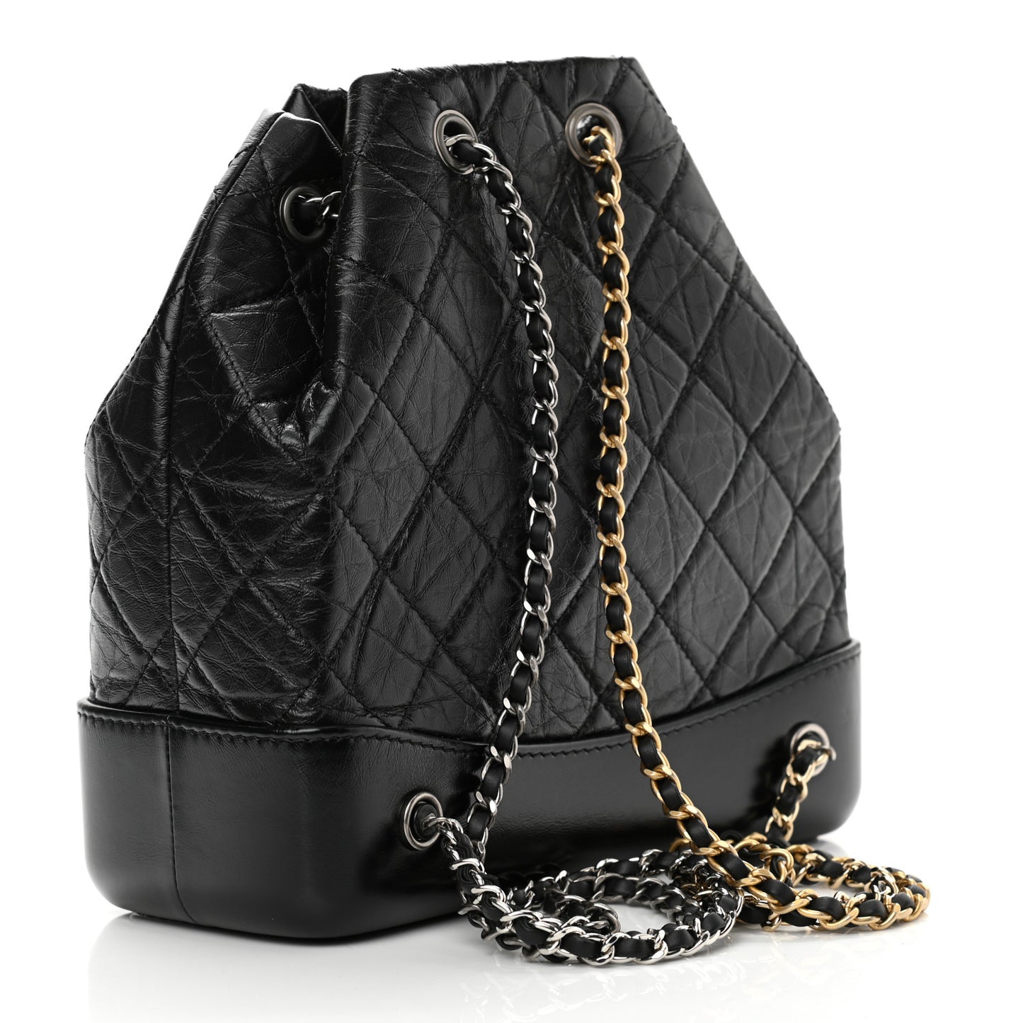 Aged Calfskin Quilted Small Gabrielle Backpack Black