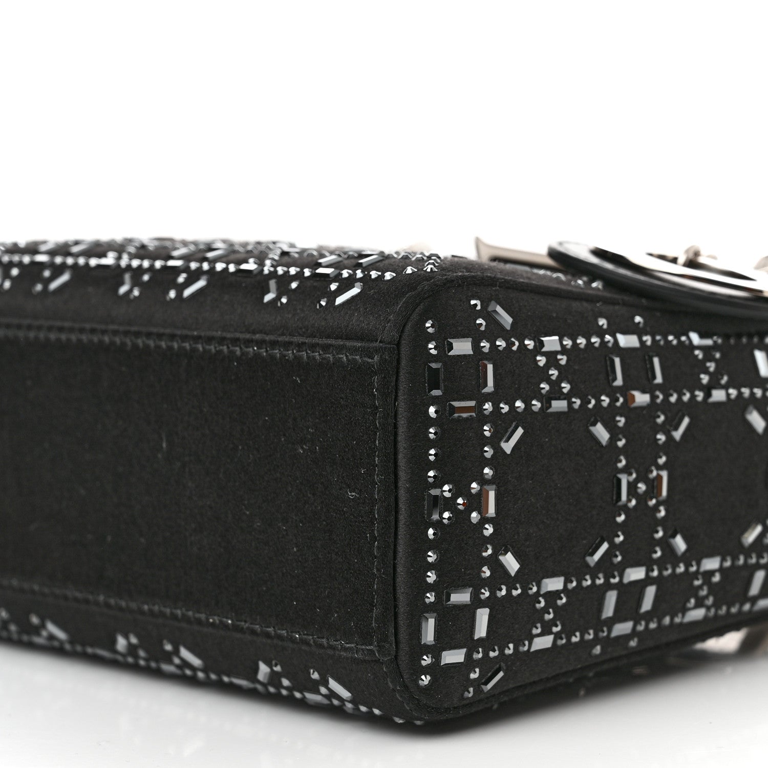 Christian Dior Satin Crystal Cannage Mini Lady Dior Black 9 of 10