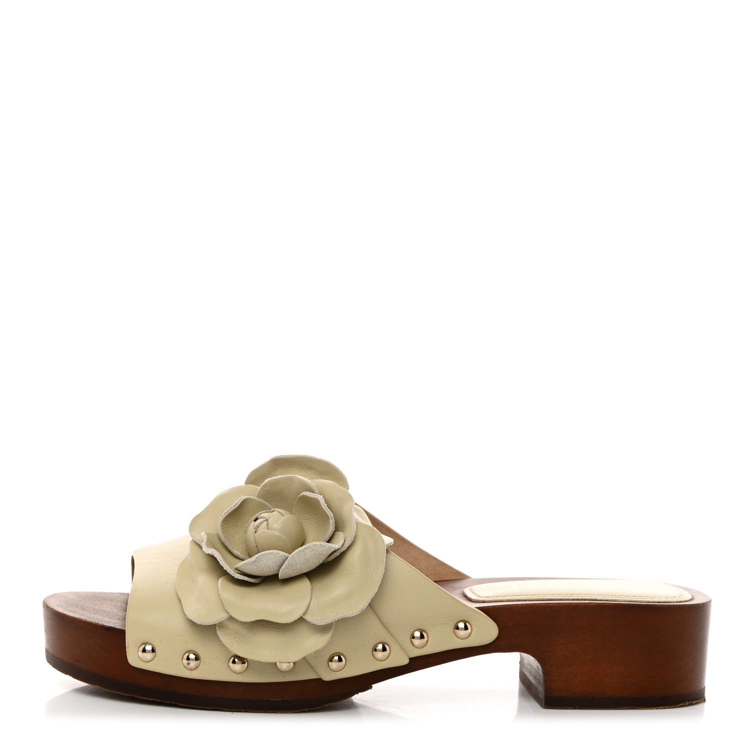Chanel Calfskin Camellia Clogs 36 Light Beige 1 of 8