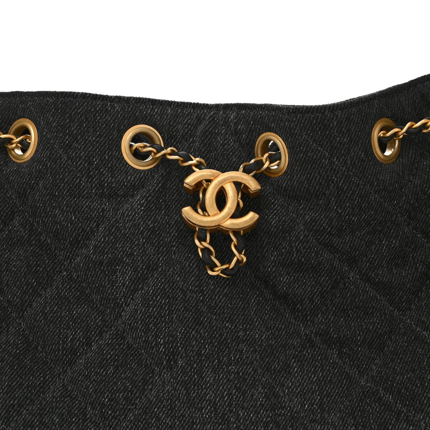 Washed Denim Quilted Small Chanel 25 Handbag Black