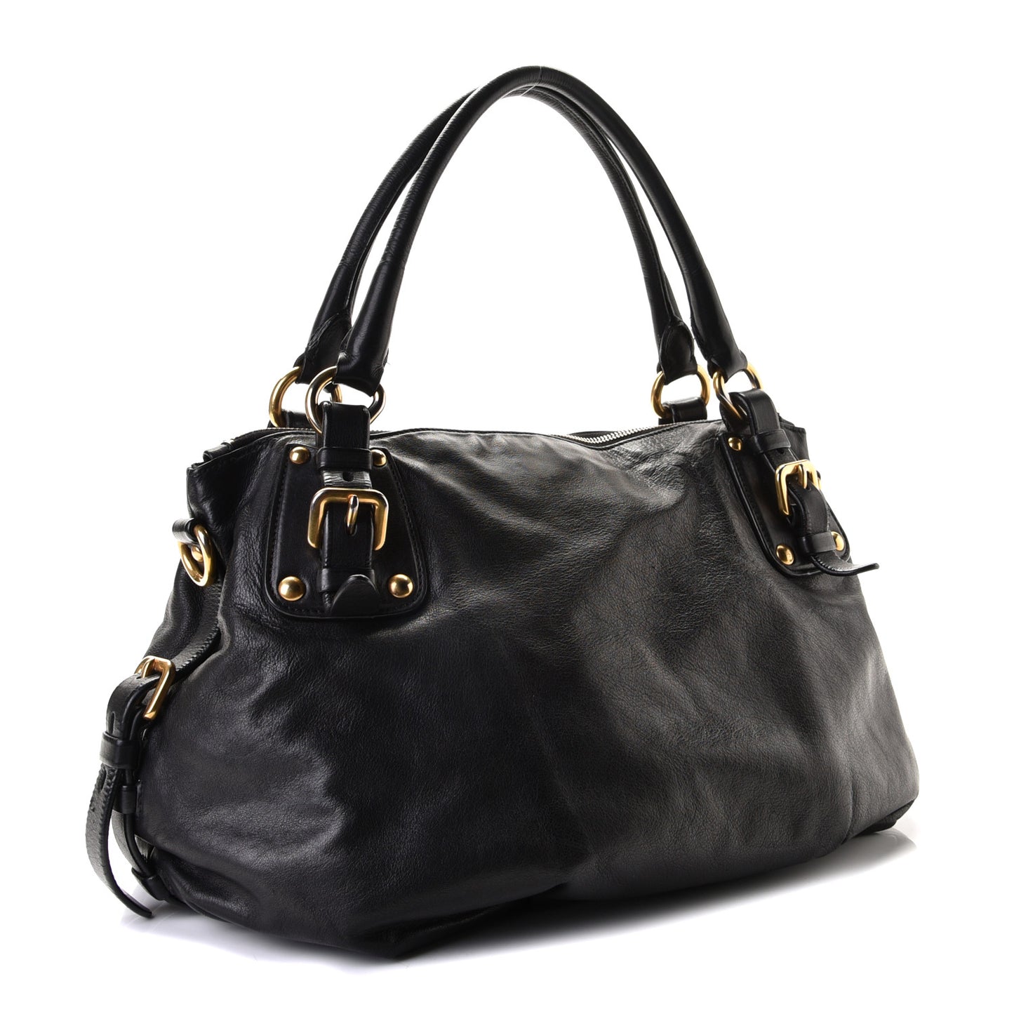 Vitello Soft Shopping Satchel Black