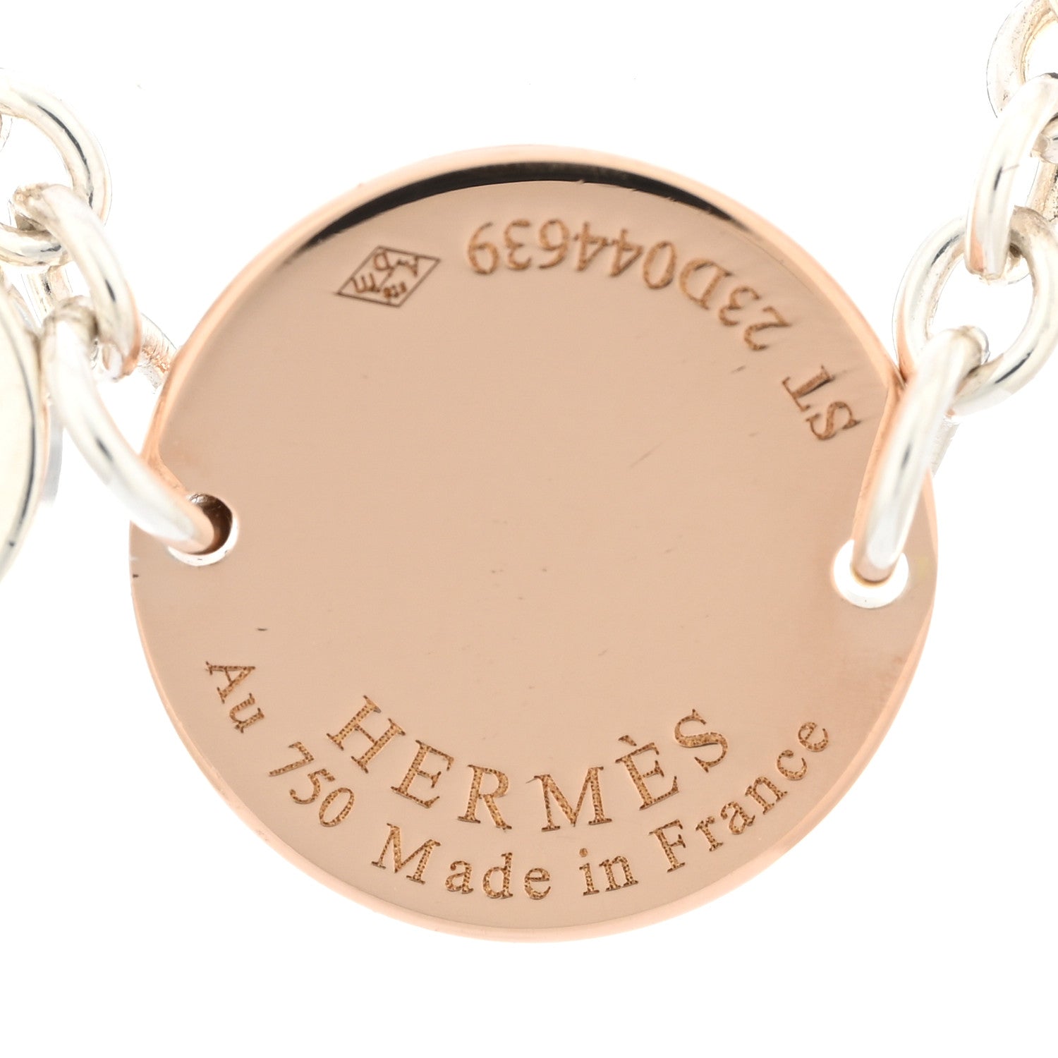 Hermes Sterling Silver 18K Rose Gold Confettis Bracelet ST 3 of 4