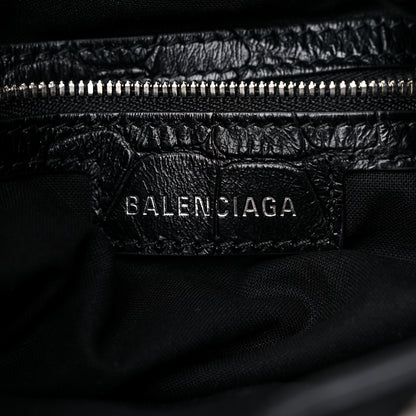 Balenciaga Extra Supple Calfskin Crystal Crocodile Embossed Le Cagole Bucket Bag XS Black 7 of 9