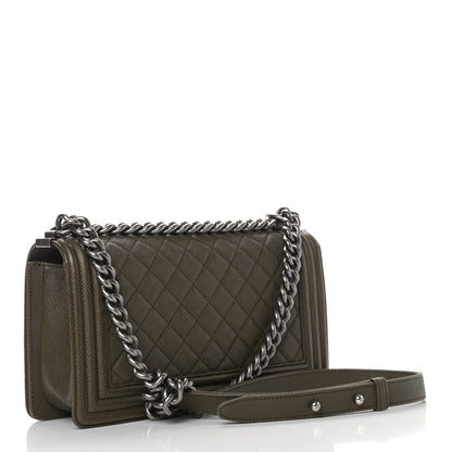 Chanel Caviar Quilted Medium Boy Flap Green 2 of 10