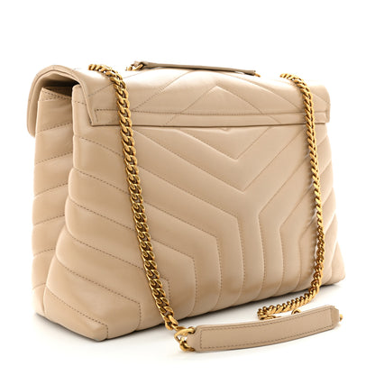 Saint Laurent Calfskin Y Quilted Monogram Medium Loulou Chain Satchel Dark Beige 3 of 17