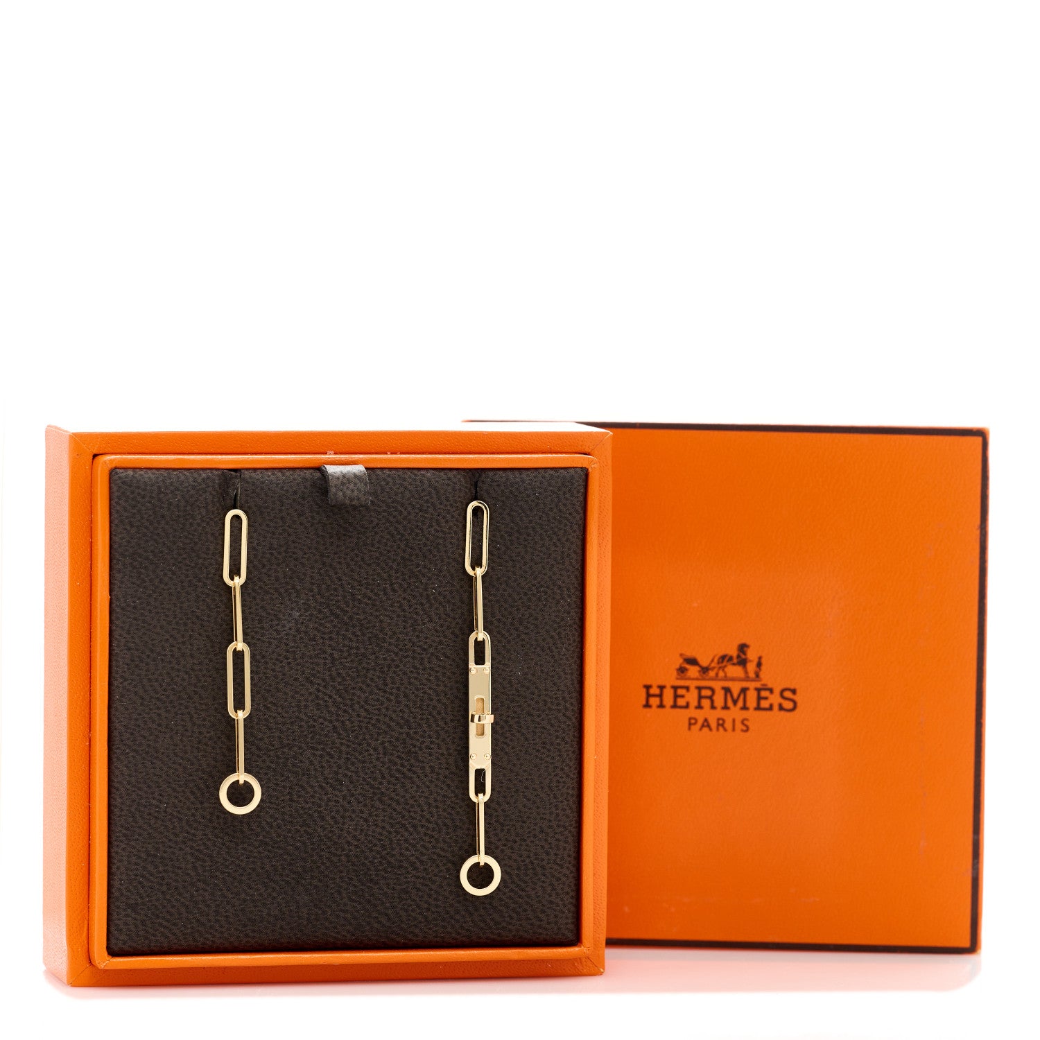 Hermes 18K Yellow Gold TPM Kelly Chaine Earrings 5 of 5