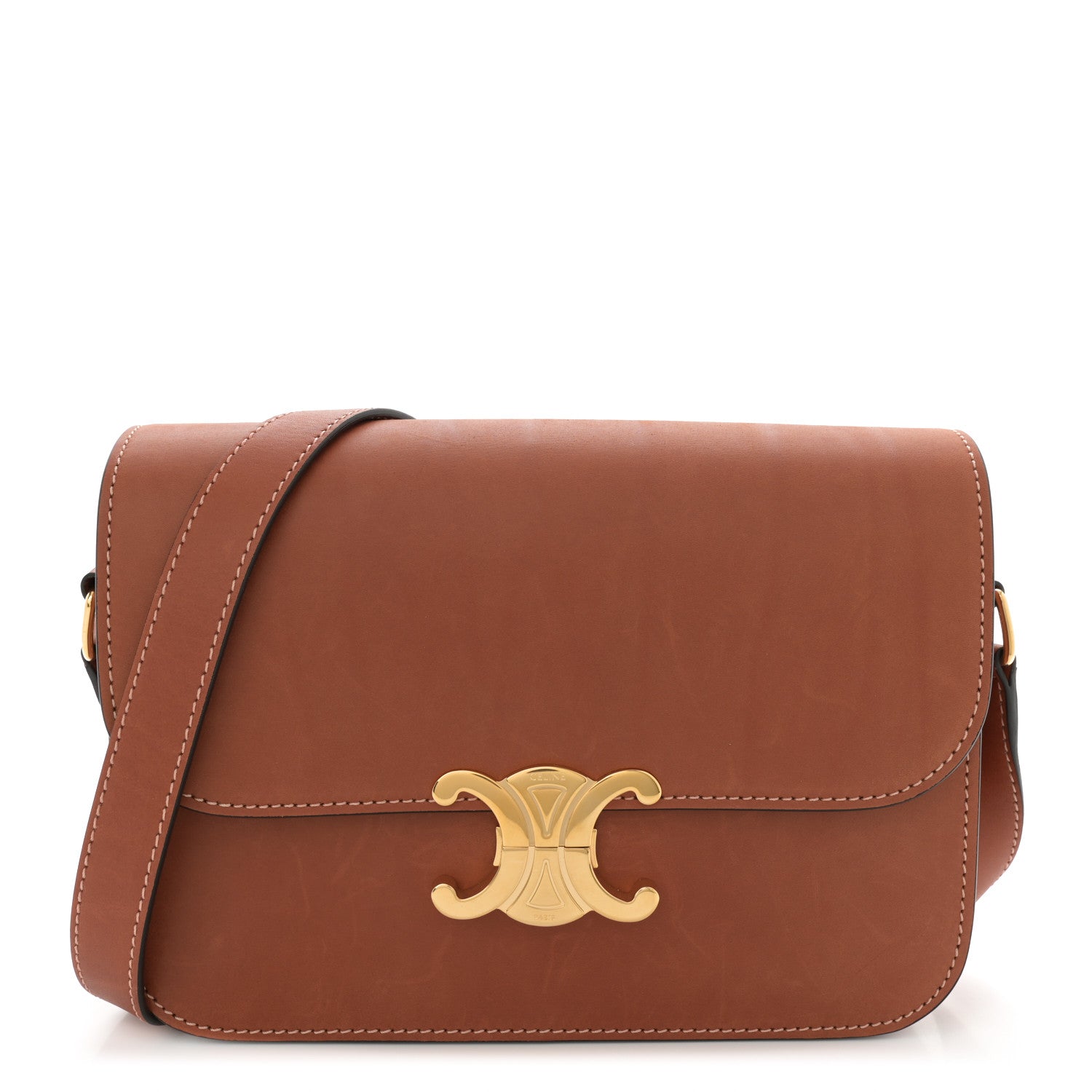Celine Natural Calfskin Medium Triomphe Tan 1 of 13