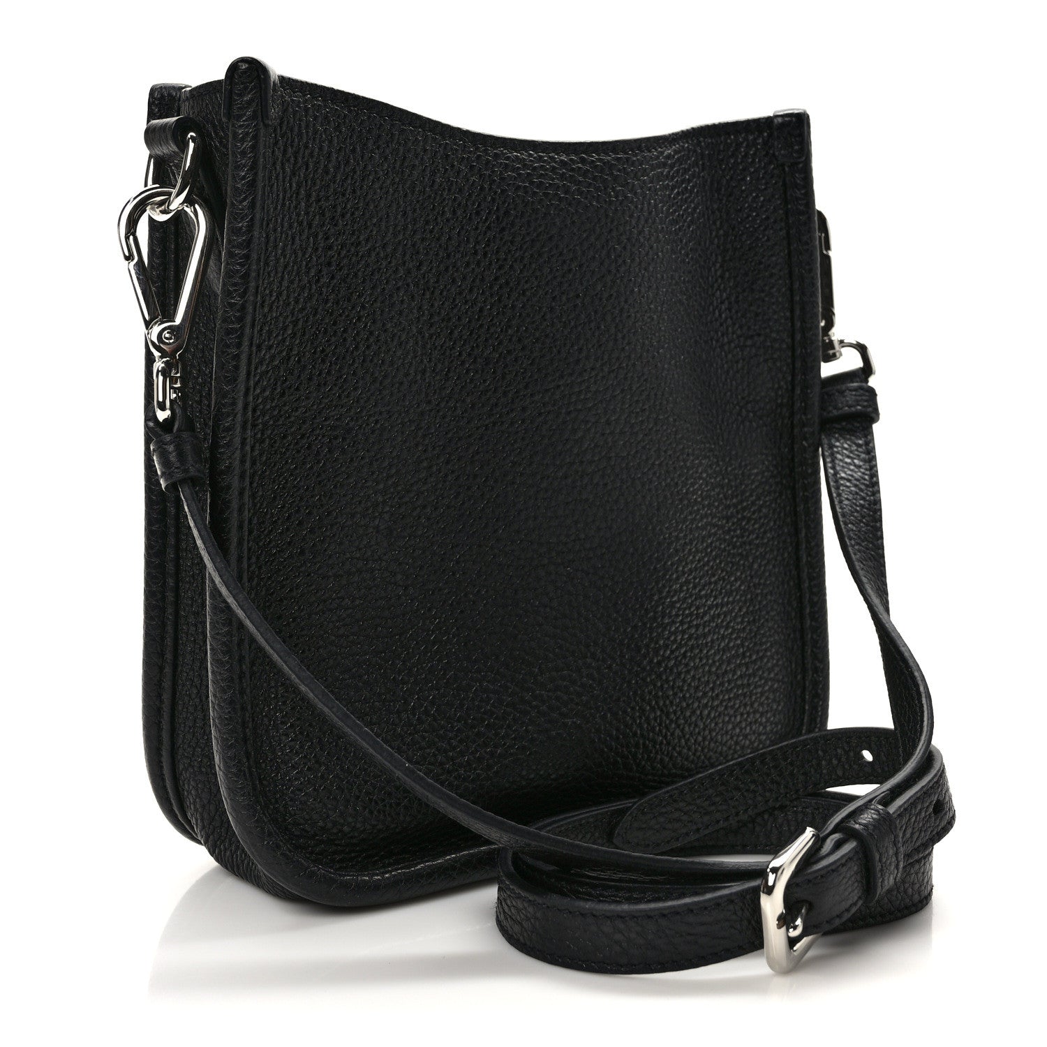 Prada Vitello Daino Soft Mini Hobo Messenger Bag Black 3 of 9