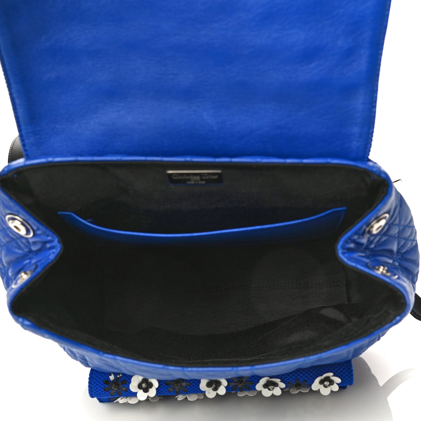 Lambskin Mesh Cannage Embroidered Large Stardust Backpack Blue