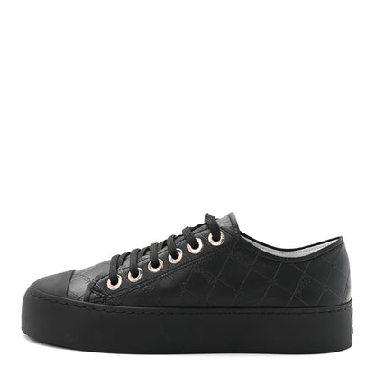 Chanel Lambskin Printed Logo Sneakers 37.5 Black 1 of 10