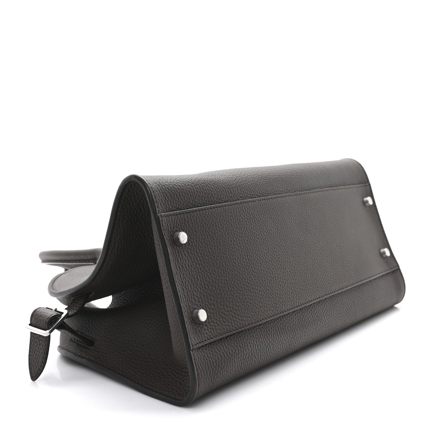 Matte Grained Calfskin Margaux Shoulder 12 Deep Brown