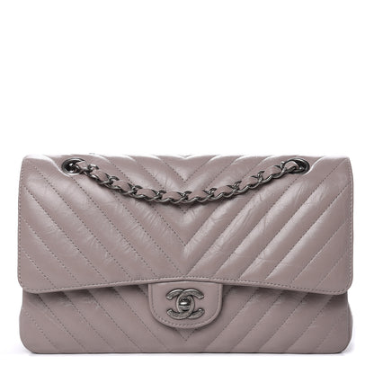 Chanel Iridescent Calfskin Chevron Quilted Medium Double Flap Grey 1 of 11