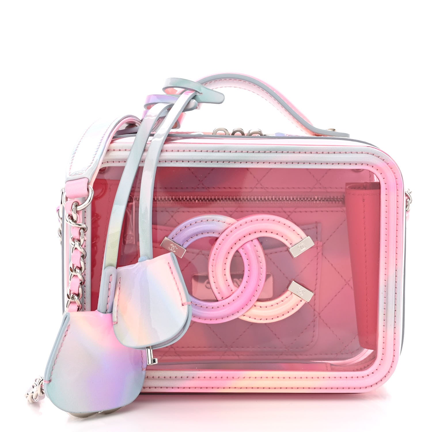 Chanel PVC Patent Calfskin Patent Lambskin Small CC Vanity Case Pink 1 of 10