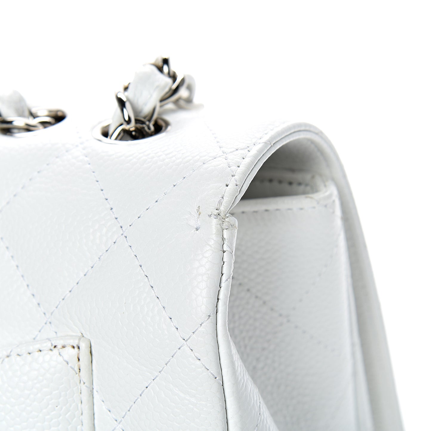 Caviar Quilted Jumbo Single Flap White