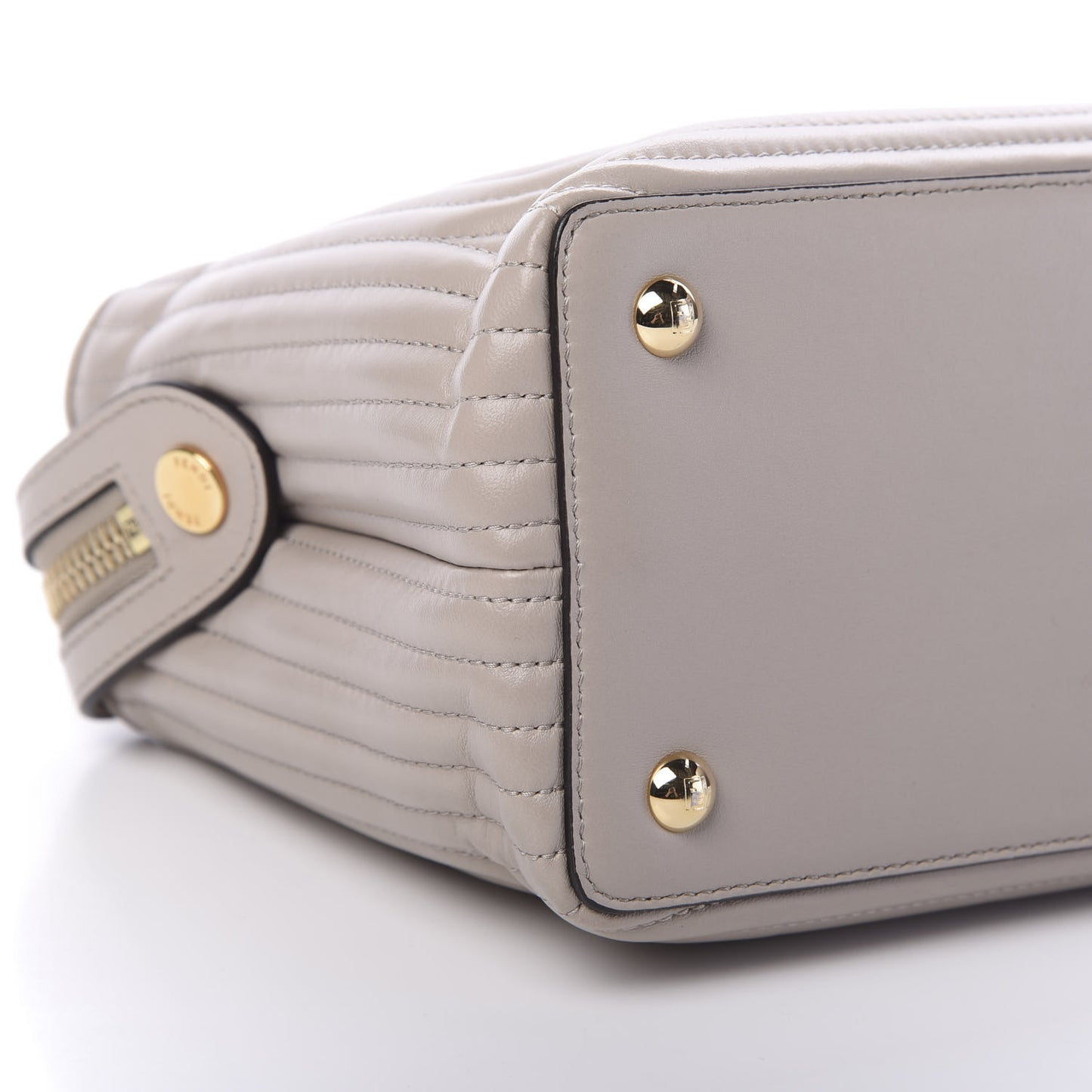 Shiny Nappa Trapuntata Chain Small DotCom Click Chain Satchel Grigio Polvere