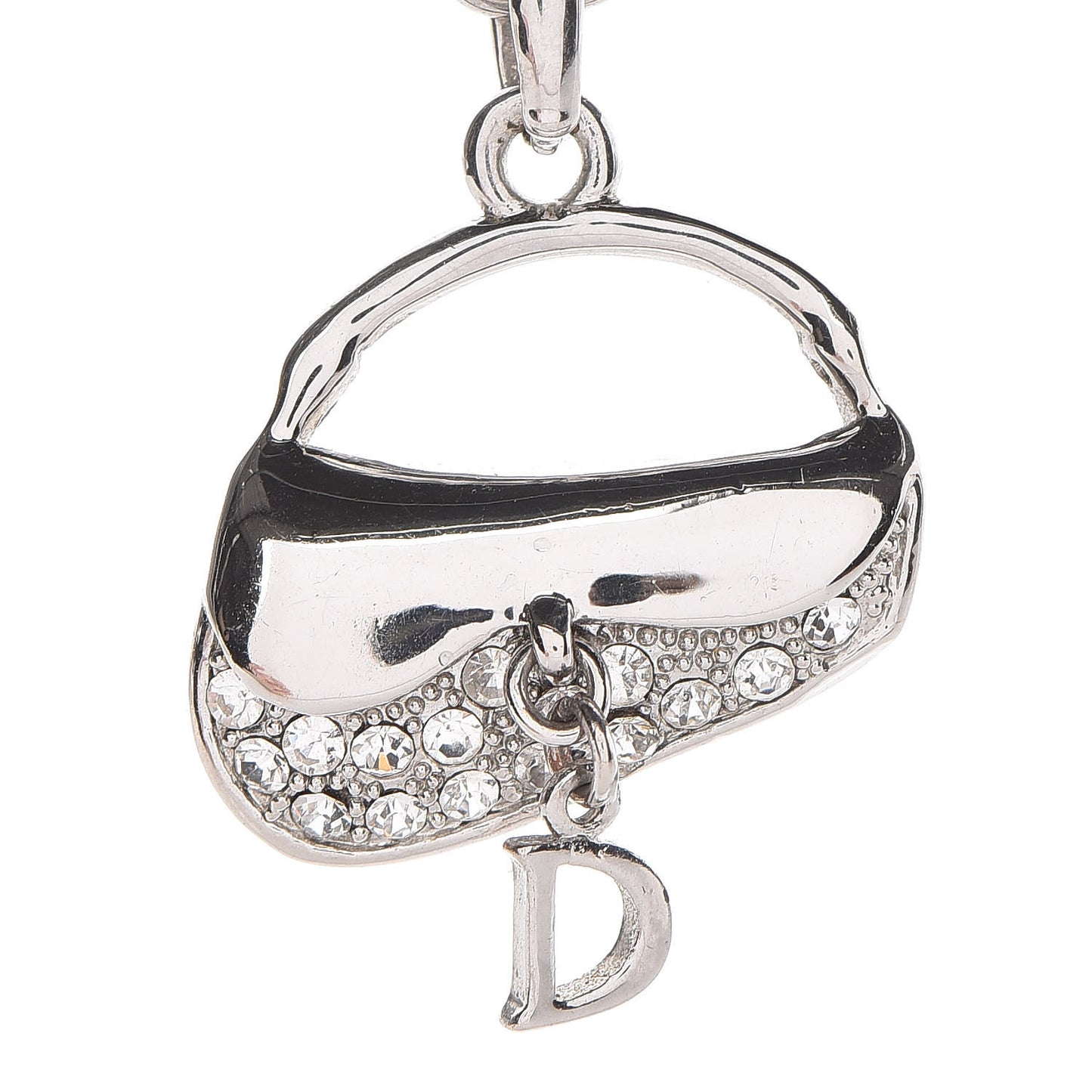 Crystal Saddle Bag Pendant Necklace Silver