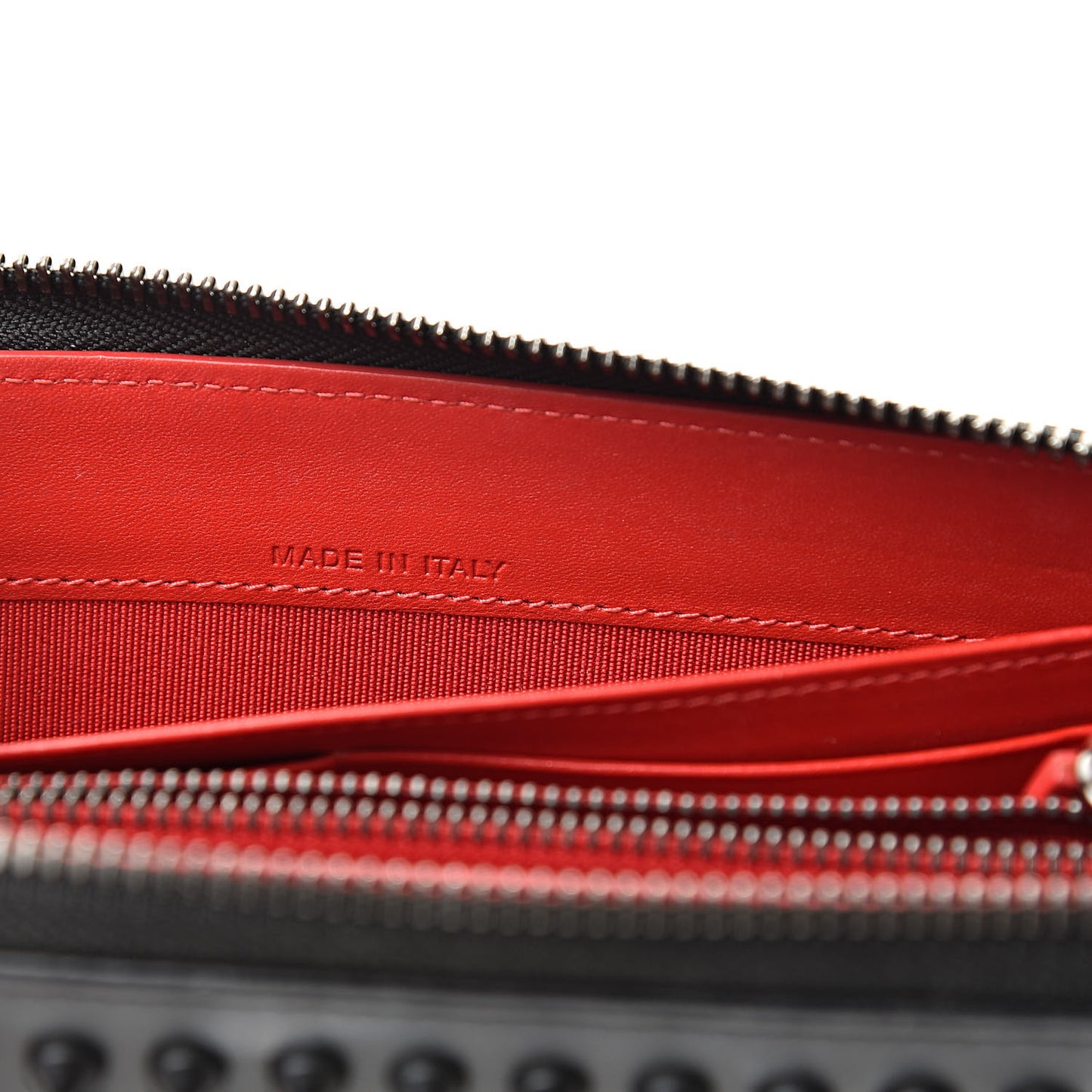 Calfskin Panettone Spiked Zip Around Wallet Black