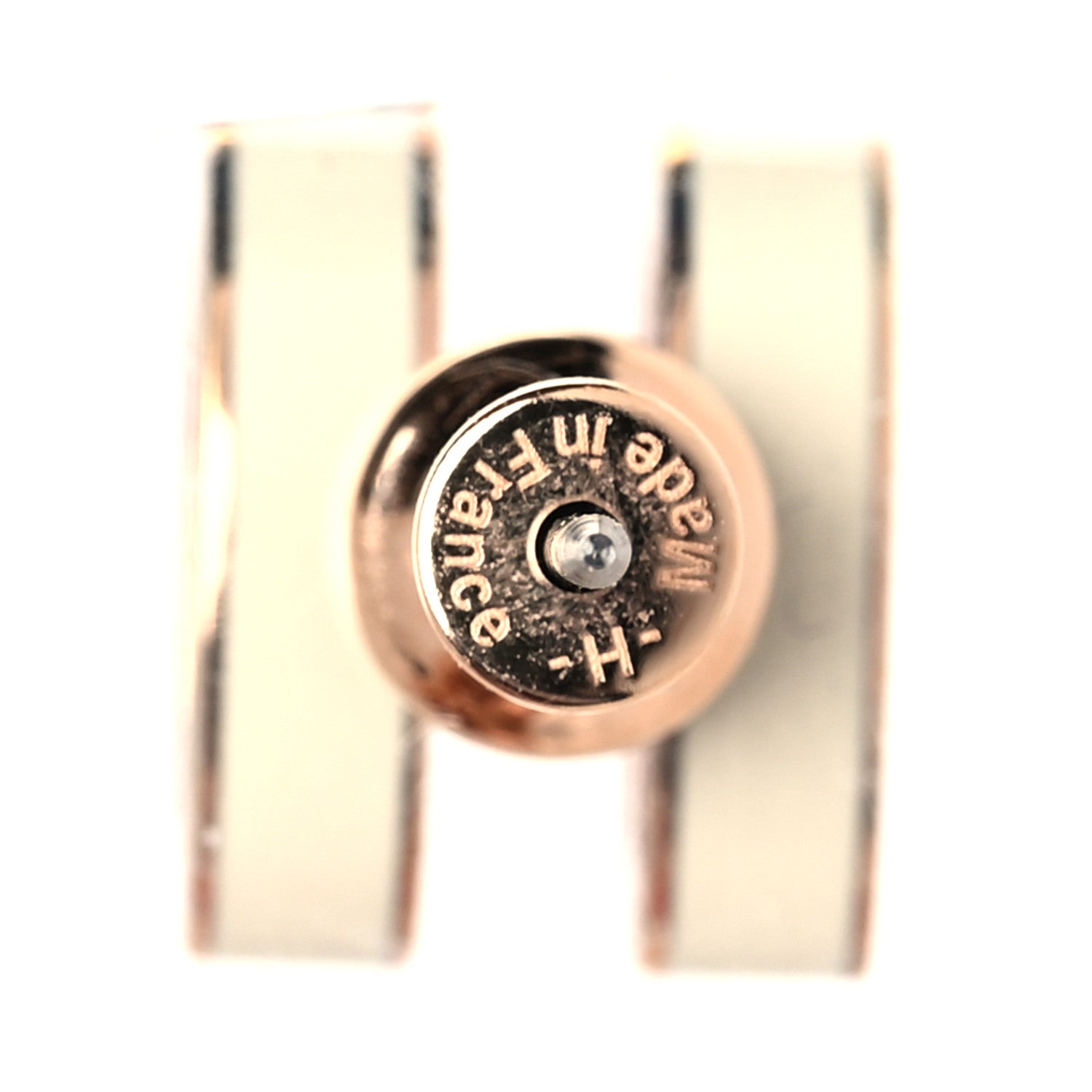 Hermes Rose Gold Lacquered Pop H Earrings White 4 of 4