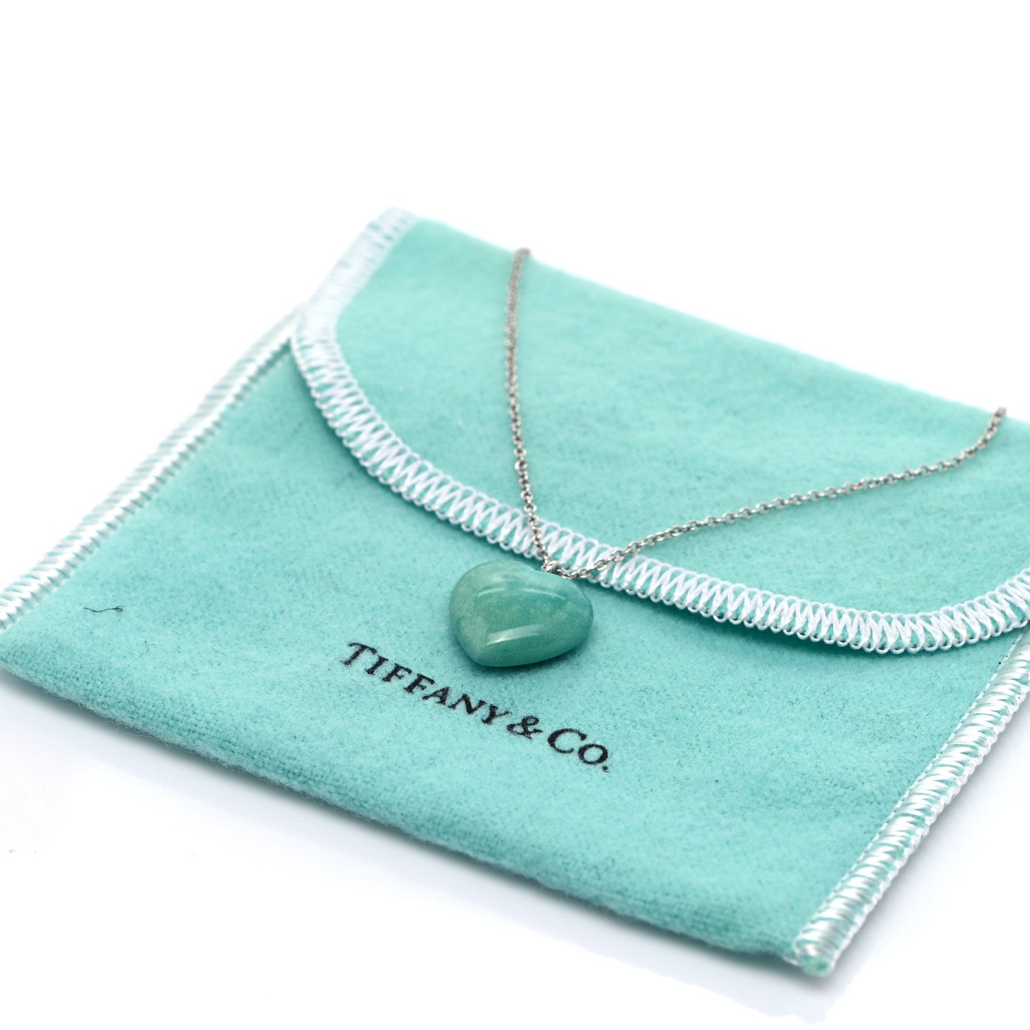 Tiffany Sterling Silver Turquoise Heart Pendant Necklace 5 of 5