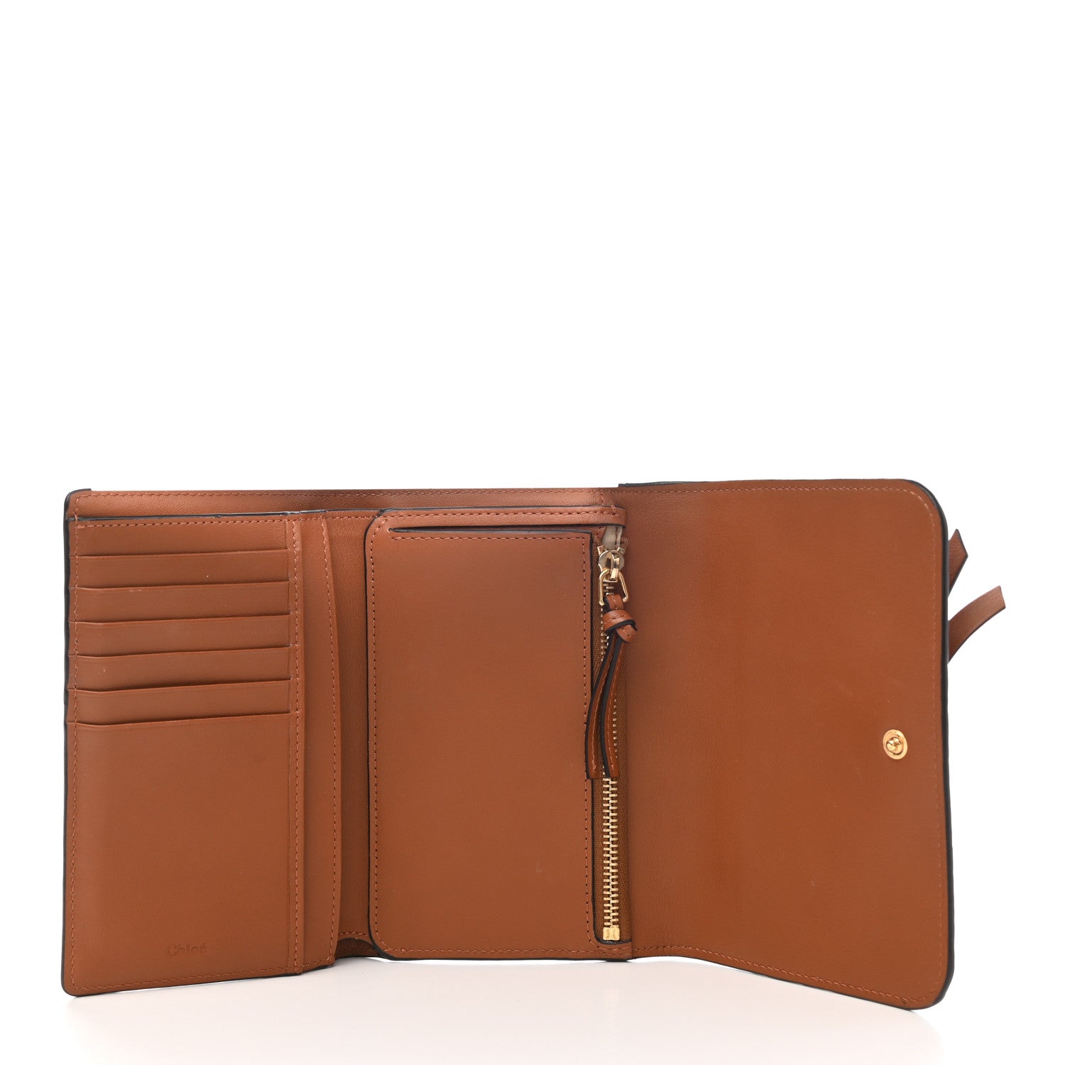 Chloe Calfskin Alphabet Compact Wallet Caramel 6 of 9