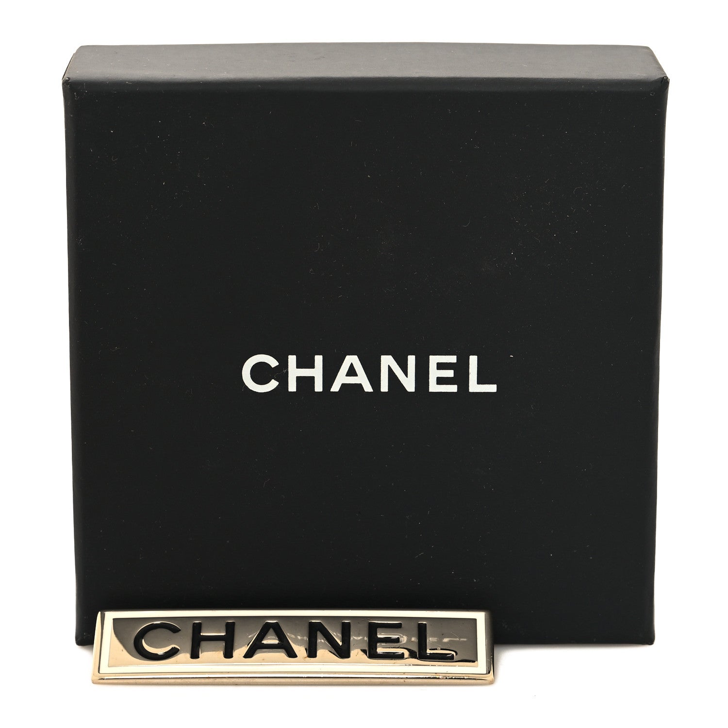 Chanel Metal Enamel Logo Brooch Gold 4 of 4