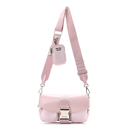 Prada Re-Nylon Spazzolato Double Pocket Buckle Shoulder Bag Alabastro 1 of 10