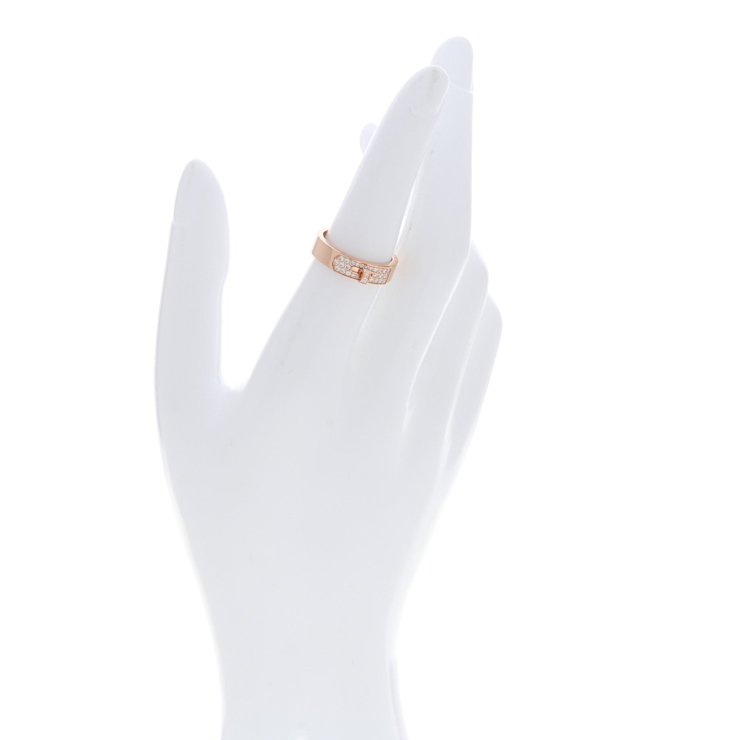 Hermes 18K Rose Gold Diamond Pave Kelly Ring 53 6.5 2 of 5