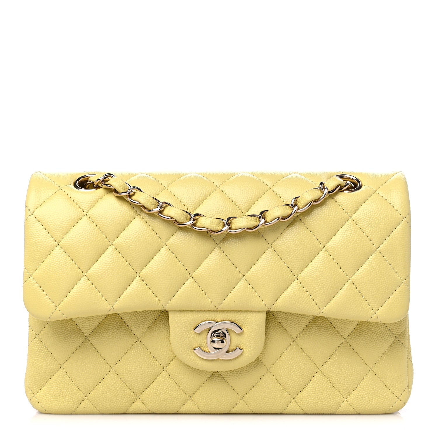 Chanel Caviar Quilted Small Double Flap Yellow 1 of 9