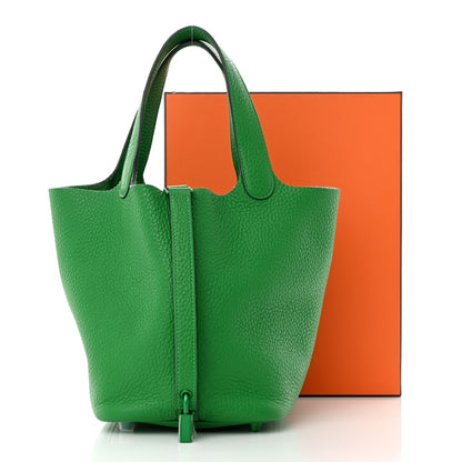 Hermes Taurillon Clemence Monochrome Picotin Lock 18 PM Bambou 12 of 12